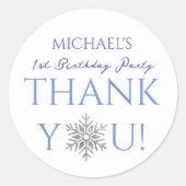 ウィンターワンダーランドミニマリスト少年1歳の誕生日 ラウンドシール (正面)