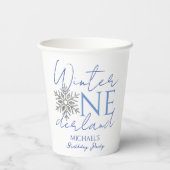 ウィンターワンダーランドミニマリスト少年1歳の誕生日 紙コップ (裏面)