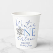 ウィンターワンダーランドミニマリスト少年1歳の誕生日 紙コップ (正面)