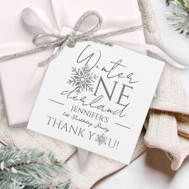 ウィンターワンダーランドミニマリスト銀1歳の誕生日 フェイバータグ