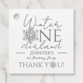 ウィンターワンダーランドミニマリスト銀1歳の誕生日 フェイバータグ (正面)