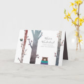 ウィンターワンダーランドモダンクリスマスカスタム休暇 カード (黄色い花)
