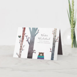 ウィンターワンダーランドモダンクリスマスカスタム休暇 カード