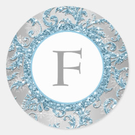 ウィンターワンダーランドモノグラムの結婚のステッカー ラウンドシール