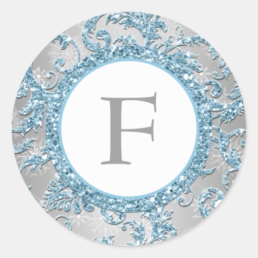 ウィンターワンダーランドモノグラムの結婚のステッカー ラウンドシール (正面)