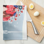 ウィンターワンダーランドユアフォトクリスマスリーススノー キッチンタオル (四つ折り)