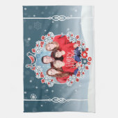 ウィンターワンダーランドユアフォトクリスマスリーススノー キッチンタオル (縦)