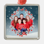 ウィンターワンダーランドユアフォトクリスマスリース メタルオーナメント (正面)