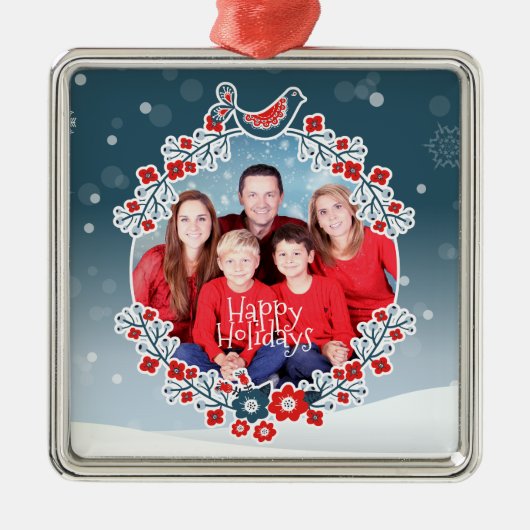 ウィンターワンダーランドユアフォトクリスマスリース メタルオーナメント (正面)