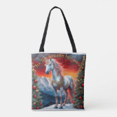 ウィンターワンダーランドユニコーン:フェスティバルクリスマストート トートバッグ (裏面)