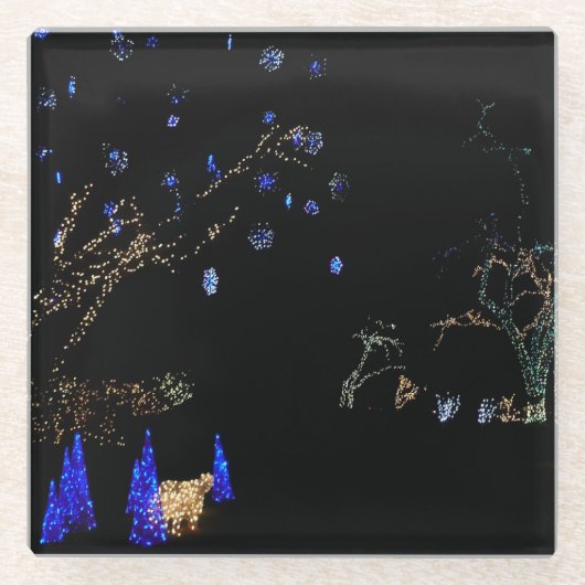 ウィンターワンダーランドライトブルー&ホワイトホリデー ガラスコースター (正面)