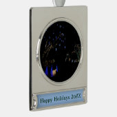 ウィンターワンダーランドライトブルー&ホワイトホリデー シルバープレートバナーオーナメント (右)