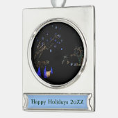 ウィンターワンダーランドライトブルー&ホワイトホリデー シルバープレートバナーオーナメント (左)