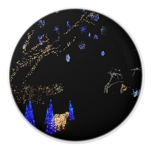 ウィンターワンダーランドライトブルー&ホワイトホリデー セラミックノブ (正面)