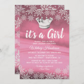 ウィンターワンダーランドリトルプリンセスガールベビーシャワー 招待状 (正面/裏面)
