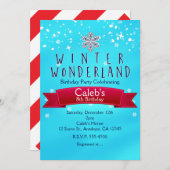 ウィンターワンダーランドレッドリボンパーティの招待状 招待状 (正面/裏面)