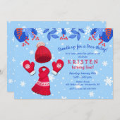 ウィンターワンダーランドレッド誕生日招待状 招待状 (正面/裏面)