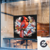 ウィンターワンダーランドレッド（鳥）ショウジョウコウカンチョウ ウィンドウサイン (カフェ窓)