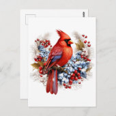 ウィンターワンダーランドレッド（鳥）ショウジョウコウカンチョウ ポストカード (正面/裏面)