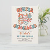 ウィンターワンダーランドレトロクリスマスサンタ誕生日 招待状 (スタンド正面)