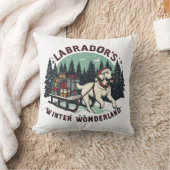 ウィンターワンダーランドヴィンテージラブラドールドッグクリスマス クッション (ブランケット)