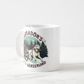 ウィンターワンダーランドヴィンテージラブラドールドッグクリスマス コーヒーマグカップ (正面左)