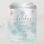 ウィンターワンダーランド企業のホリデーパーティー 招待状 (正面/裏面)