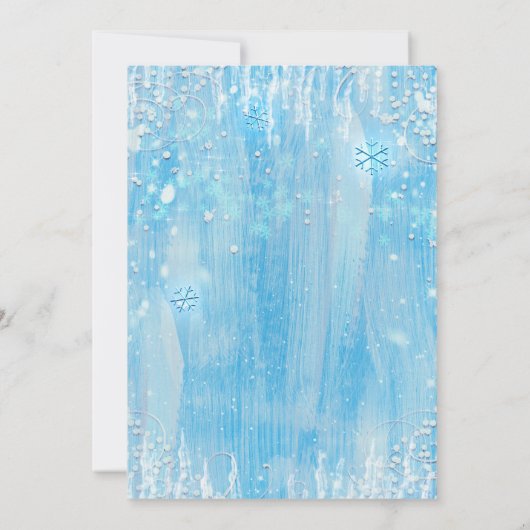 ウィンターワンダーランド凍っていアイスブルーパーティの招待状 招待状 (裏面)