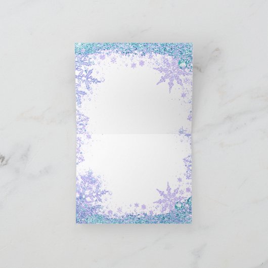 ウィンターワンダーランド凍っていスノーフレークサンキューカード カード (内部)