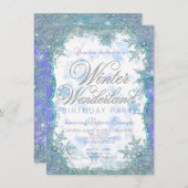 ウィンターワンダーランド凍っていバースデーパーティー 招待状 (正面/裏面)