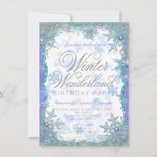 ウィンターワンダーランド凍っていバースデーパーティー 招待状 (正面)