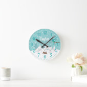 ウィンターワンダーランド北極キツネ ラウンド壁時計 (ホーム)