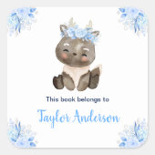 ウィンターワンダーランド北極ムースキッズ蔵書票 スクエアシール (正面)