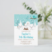 ウィンターワンダーランド北極狐の誕生日パーティー ポストカード (スタンド正面)