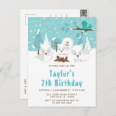 ウィンターワンダーランド北極狐の誕生日パーティー ポストカード (正面/裏面)