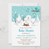 ウィンターワンダーランド北極狐ベビーシャワー 招待状 (正面)
