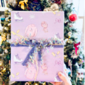 ウィンターワンダーランド姿スケーターアイススケートパープル ラッピングペーパーシート