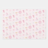 ウィンターワンダーランド姿スケートアイススケートピンク ラッピングペーパーシート (正面)