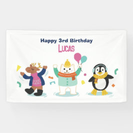 ウィンターワンダーランド子供の誕生日パーティーバナー 横断幕