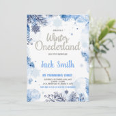 ウィンターワンダーランド招待状シルバーグリッターブルー 招待状 (スタンド正面)