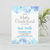 ウィンターワンダーランド招待状スノウシルバーグリッター 招待状 (スタンド正面)