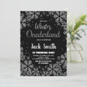 ウィンターワンダーランド招待状ブラックシルバー 招待状 (スタンド正面)