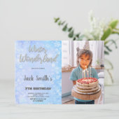 ウィンターワンダーランド招待状ブルーシルバーフォト 招待状 (スタンド正面)