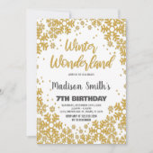 ウィンターワンダーランド招待状金ゴールドグリッター 招待状 (正面)