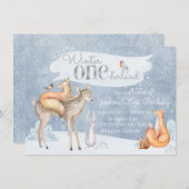 ウィンターワンダーランド最初の誕生日パーティー 招待状 (正面/裏面)