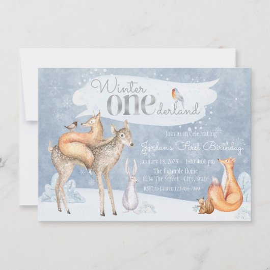 ウィンターワンダーランド最初の誕生日パーティー 招待状 (正面)
