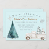 ウィンターワンダーランド最初の誕生日パーティー 招待状 (正面/裏面)