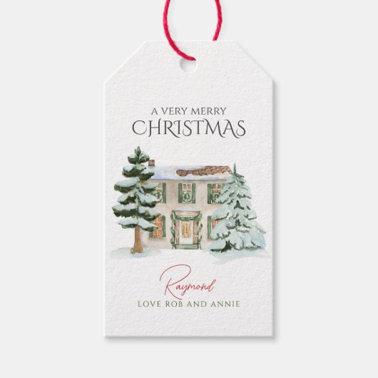 ウィンターワンダーランド素朴ファームハウスクリッツマス ギフトタグ (正面)