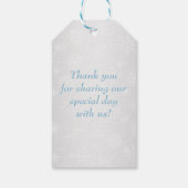 ウィンターワンダーランド結婚式の引き出物ラベル – アイスブルー ギフトタグ (裏面)