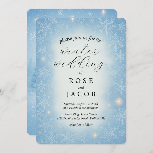 ウィンターワンダーランド結婚式招待状 招待状 (正面/裏面)